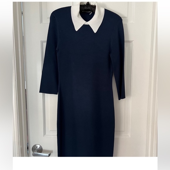 Trina Turk black sweater dress with white collar - Picture 7 of 11